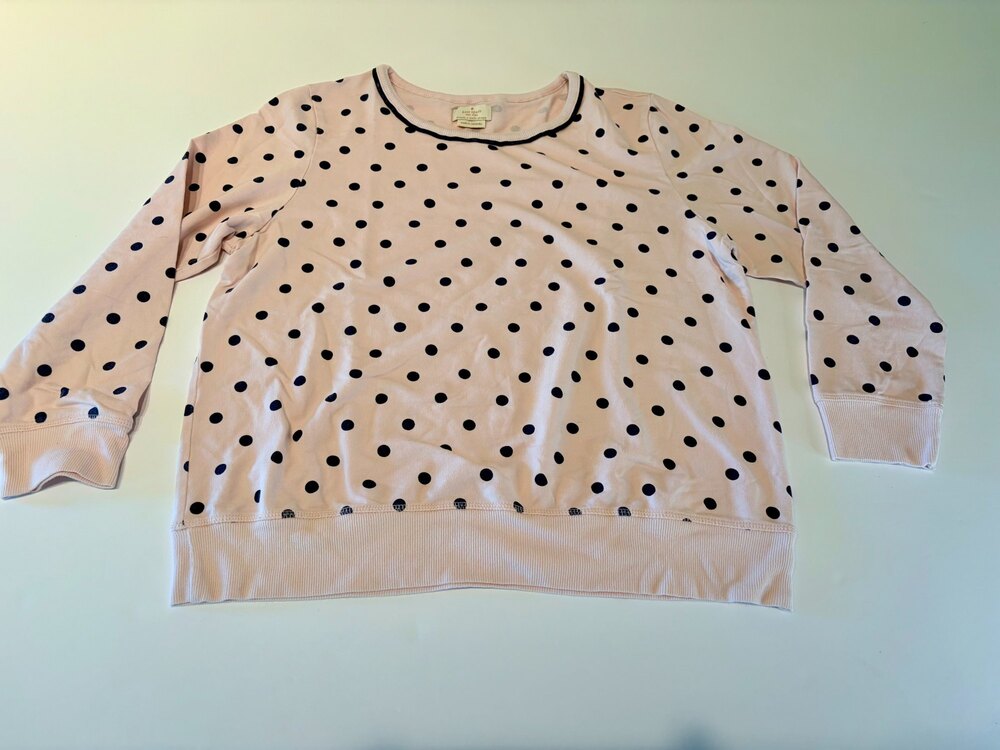 Kate Spade New York Dream a Little Dream Polka Dot Sweatshirt Pink Navy Size 1